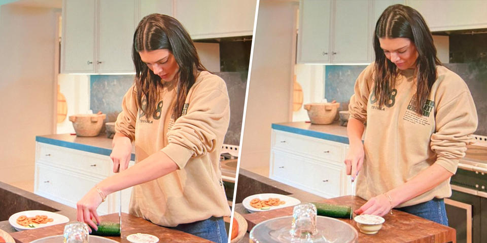It seems Kendall Jenner does not know how to slice a cucumber. (ivjmyg / Twitter)