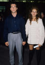 <p>Her<i> Steel Magnolias </i>on-screen husband and then-real-life fiancé Dylan McDermott escorted the up-and-coming actress to the premiere of <i>Great Balls of Fire </i>in Los Angeles on June 26, 1989. (Photo: Steve Granitz/WireImage)</p>