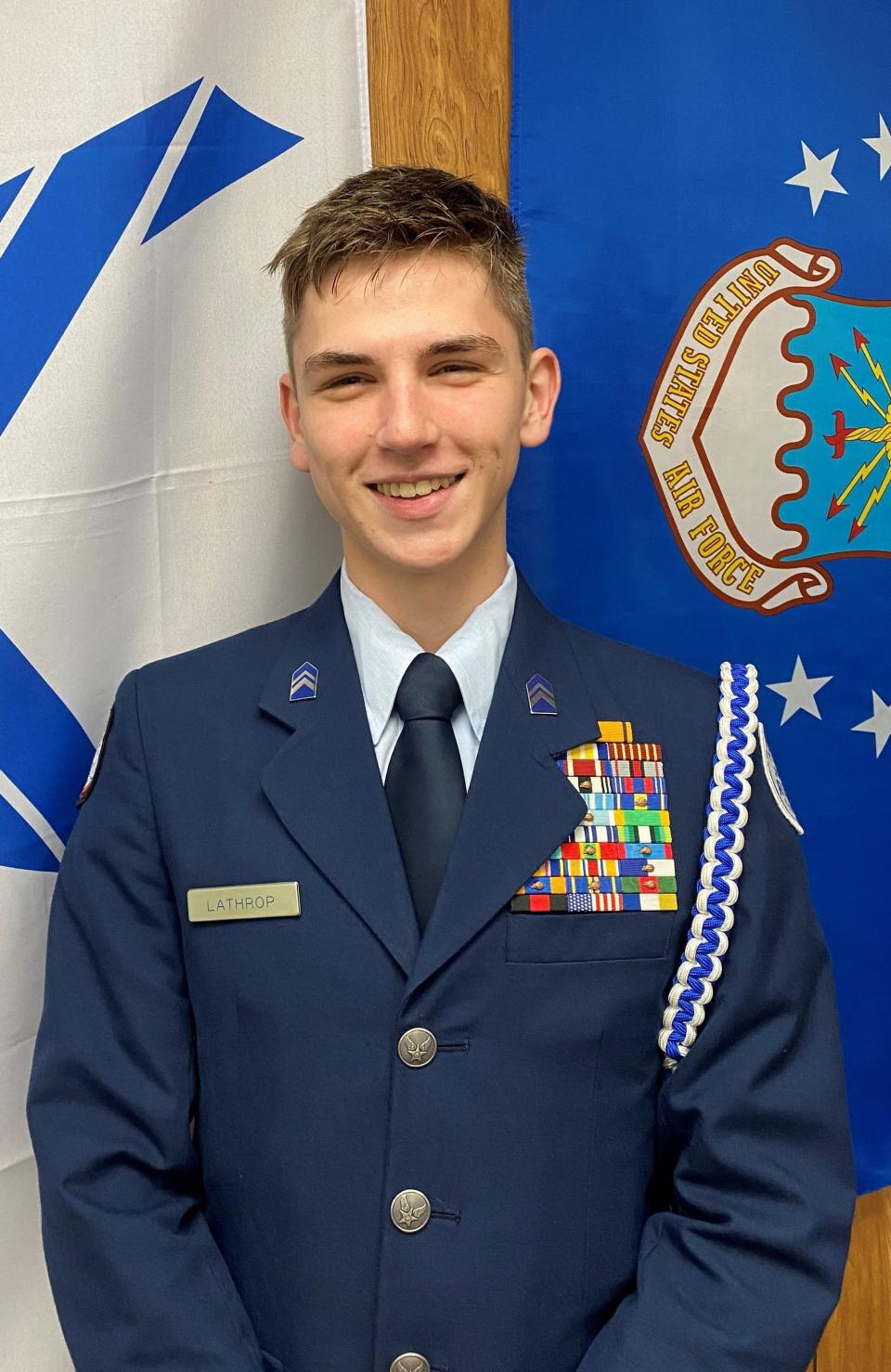 Joshua Lathrop, a cadet lieutenant colonel in Air Force Junior ROTC at Dunnellon High School, has received the J-100 AFJROTC Character-in-Leadership Scholarship to attend an accredited university of his choice.