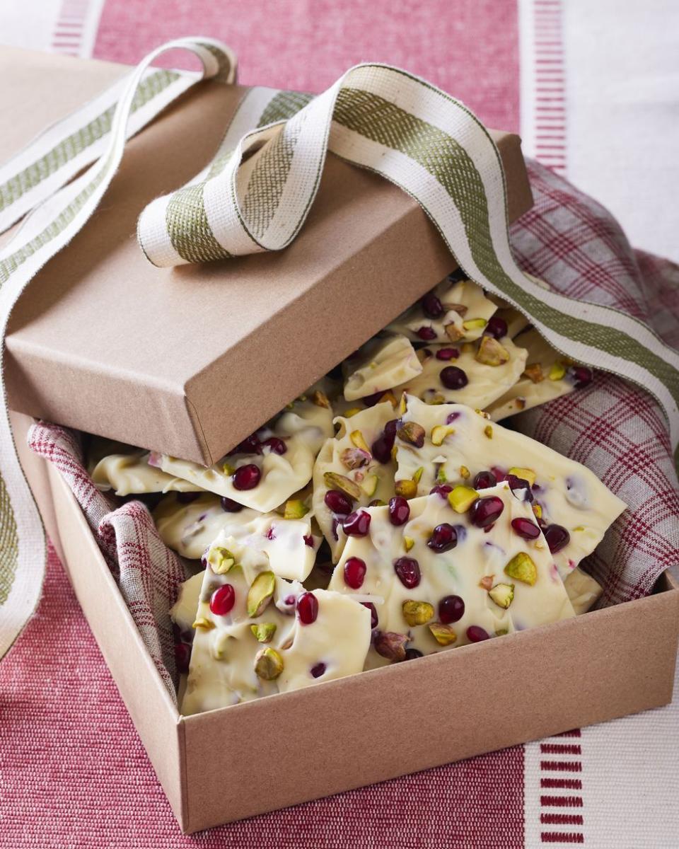 White Chocolate Pomegranate-Pistachio Bark