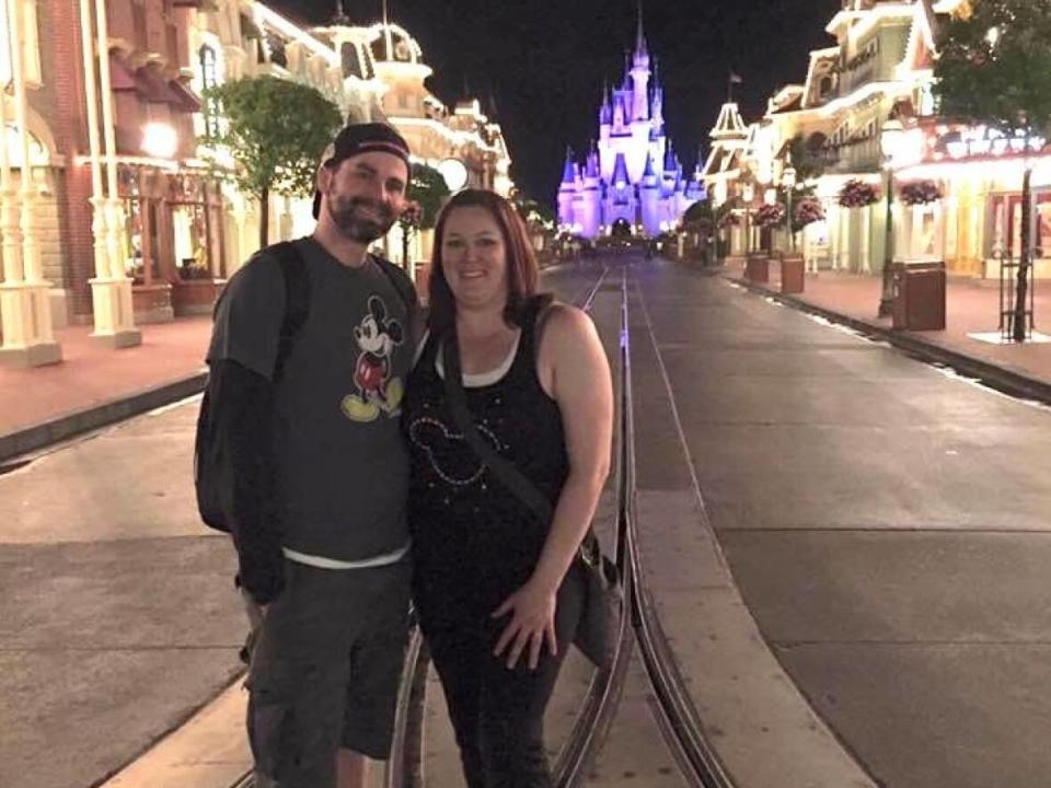 Mandy MacNevin-Reynolds and her husband during a trip to Walt Disney World in Orlando. (Submitted by Mandy MacNevin-Reynolds - image credit)