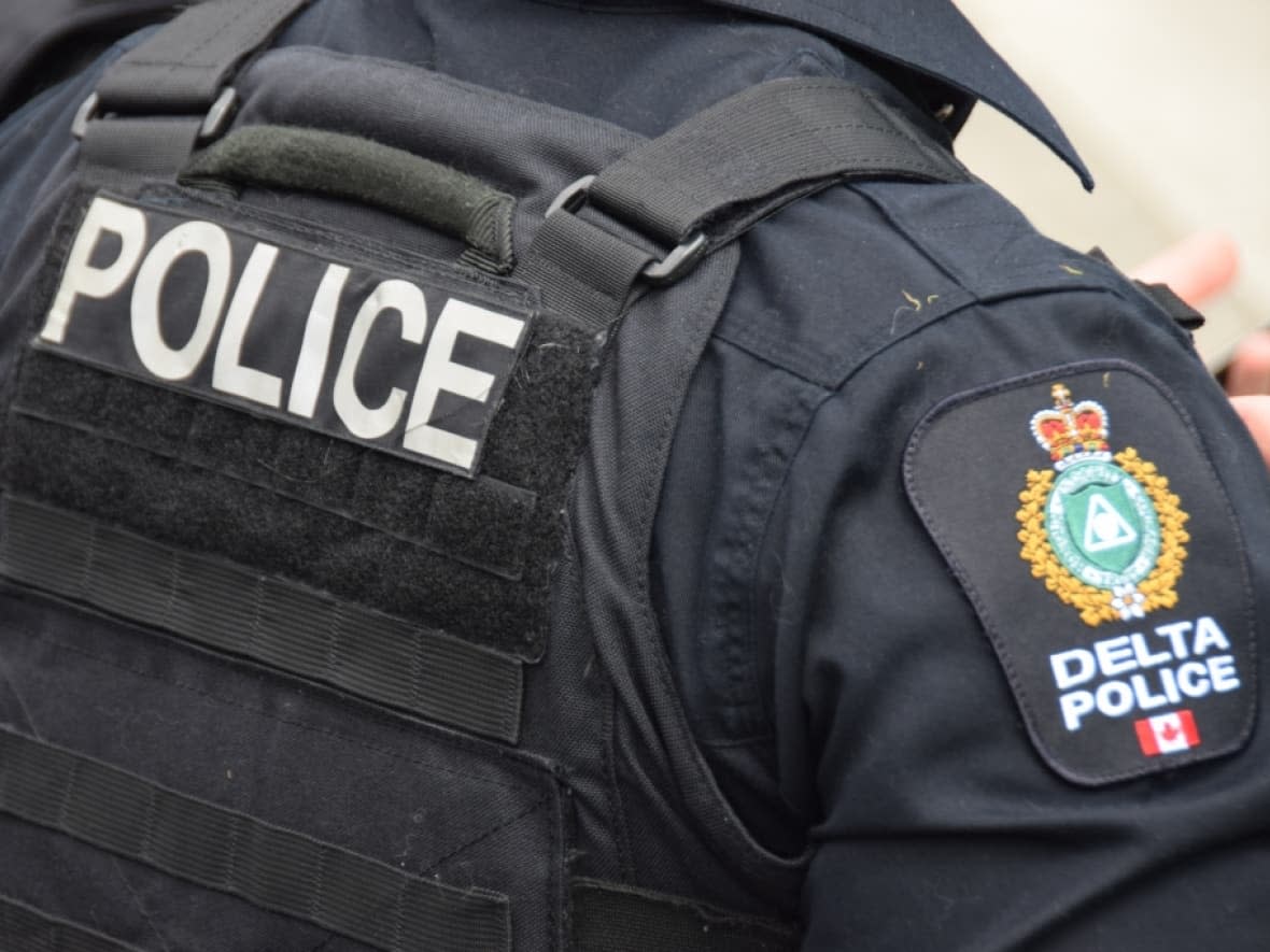 Police say they were called to Highway 17 and Ladner Trunk Road in Delta, B.C., to respond to a report of a 'distraught person.' (Delta police - image credit)