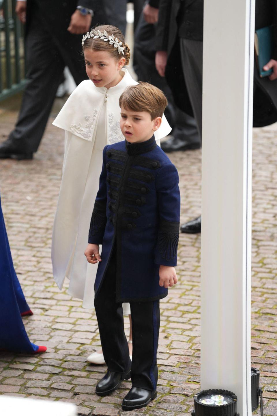 britains princess charlotte of wales and britains prince louis of wales arrive at westminster abbey in central london on may 6, 2023, ahead of the coronations of britains king charles iii and britains camilla, queen consort the set piece coronation is the first in britain in 70 years, and only the second in history to be televised charles will be the 40th reigning monarch to be crowned at the central london church since king william i in 1066 outside the uk, he is also king of 14 other commonwealth countries, including australia, canada and new zealand camilla, his second wife, will be crowned queen alongside him, and be known as queen camilla after the ceremony photo by dan charity pool afp photo by dan charitypoolafp via getty images