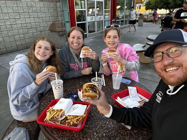 <p>Sari Hitchins</p> Trying In-n-Out Burger