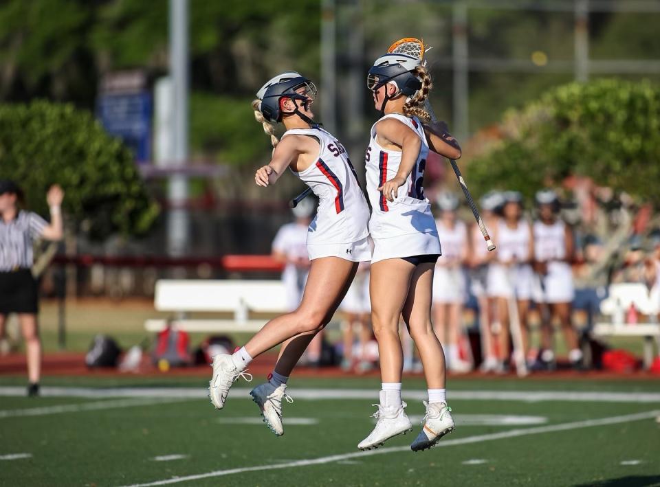 All Saints midfielder Sara Williams is pumped in 2023. Williams already signed with Division II Lynn University to play lacrosse.