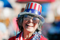 <p>Maryann Rollings, of Bolton, Mass., wears patriotic gear before rehearsal for the annual Boston Pops Fireworks Spectacular on the Esplanade, Monday, July 3, 2017, in Boston, Mass. (Photo: Michael Dwyer/AP) </p>