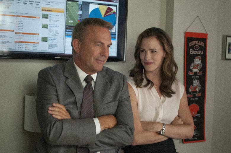 This image released by Summit Entertainment shows Kevin Costner, left, and Jennifer Garner in a scene from "Draft Day." (AP Photo/Summit Entertainment, Dale Robinette)