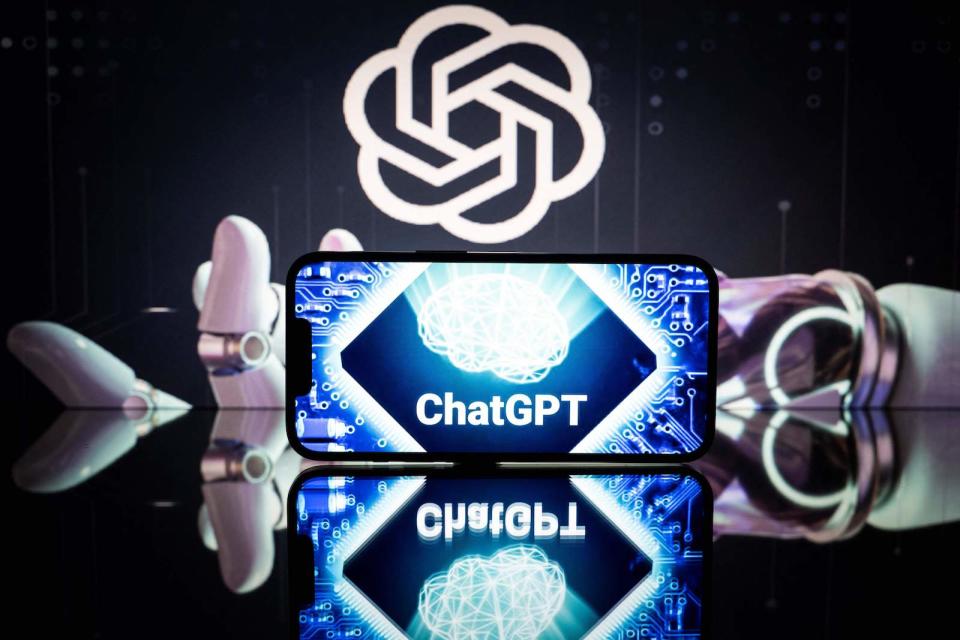 This picture taken on January 23, 2023 in Toulouse, southwestern France, shows screens displaying the logos of OpenAI and ChatGPT. - ChatGPT is a conversational artificial intelligence software application developed by OpenAI. (Photo by Lionel BONAVENTURE / AFP) (Photo by LIONEL BONAVENTURE/AFP via Getty Images)