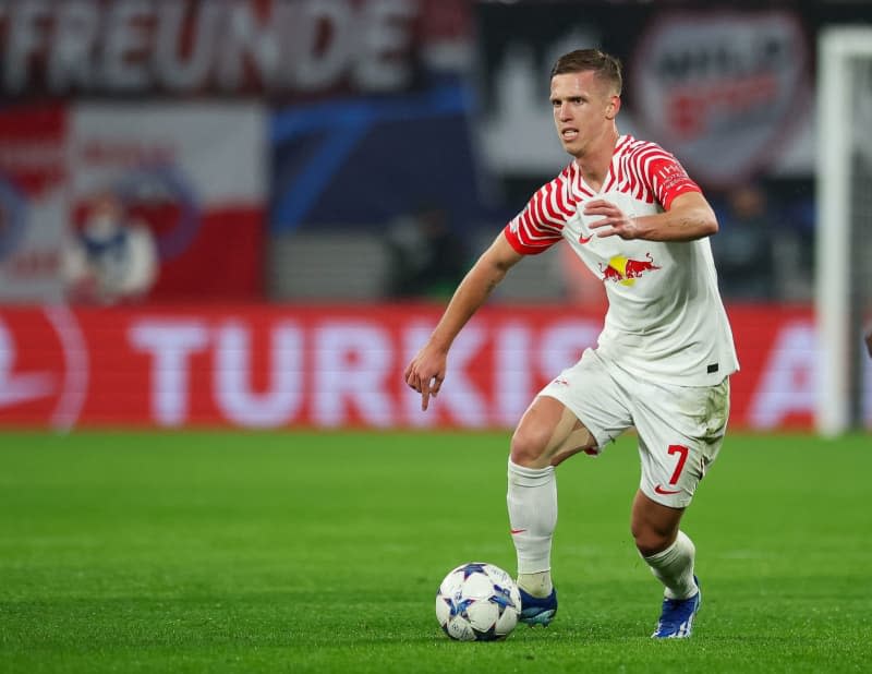 Leipzig's Dani Olmo in action during the UEFA Champions League Group G soccer match between RB Leipzig and Red Star Belgrade at the Red Bull Arena. Jan Woitas/dpa