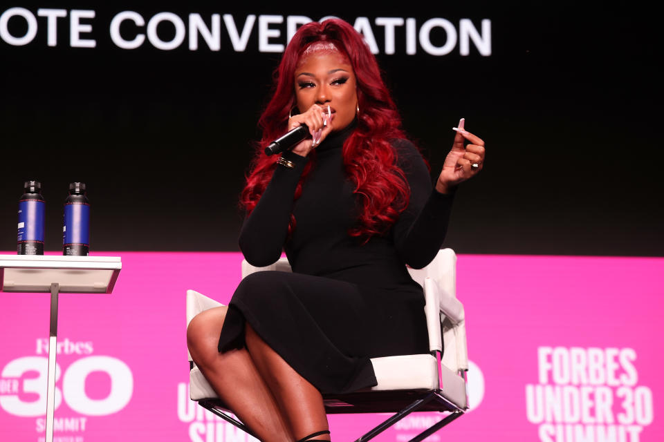 DETROIT, MICHIGAN – OCTOBER 04: Megan Thee Stallion speaks at the 2022 Forbes 30 Under 30 Summit at Detroit Opera House on October 04, 2022 in Detroit, Michigan. (Photo by Taylor Hill/Getty Images for ABA)