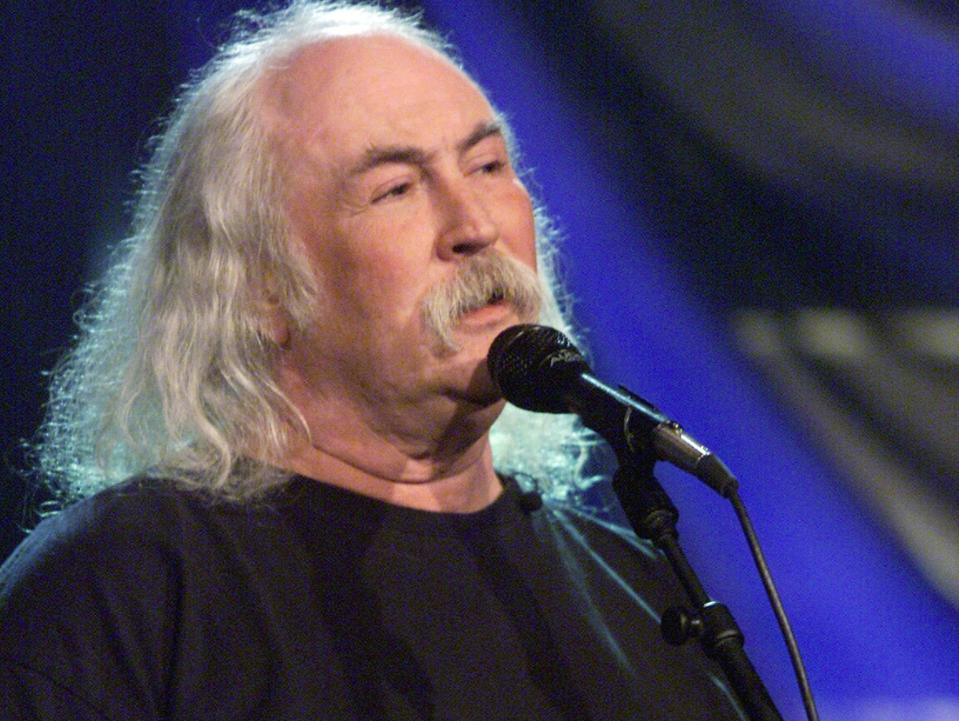 David Crosby at a microphone