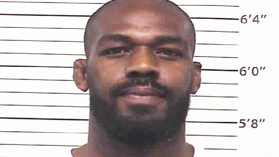 Jon Jones, pictured here after being charged with several vehicle and gun-related offences.