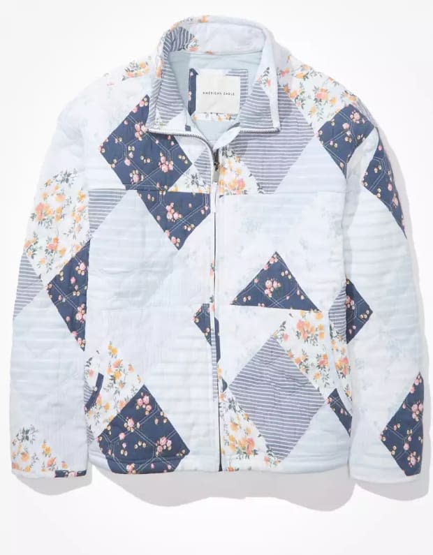 <p>American Eagle Patchwork Quilted Bomber Jacket, $99.95, <a href="https://rstyle.me/+WVFeOc12YcuGKYsahUneOg" rel="nofollow noopener" target="_blank" data-ylk="slk:available here;elm:context_link;itc:0;sec:content-canvas" class="link ">available here</a> (sizes XXS-XXL)</p>