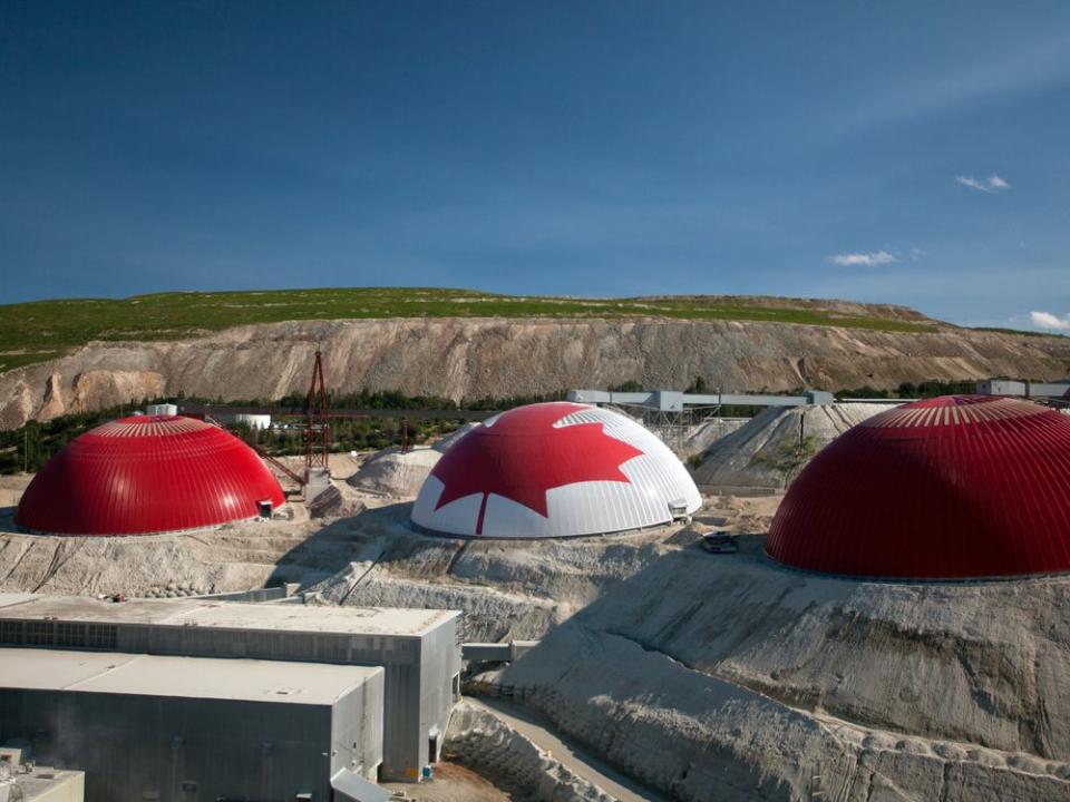  Storage domes at a Teck copper facility in British Columbia, in 2012.