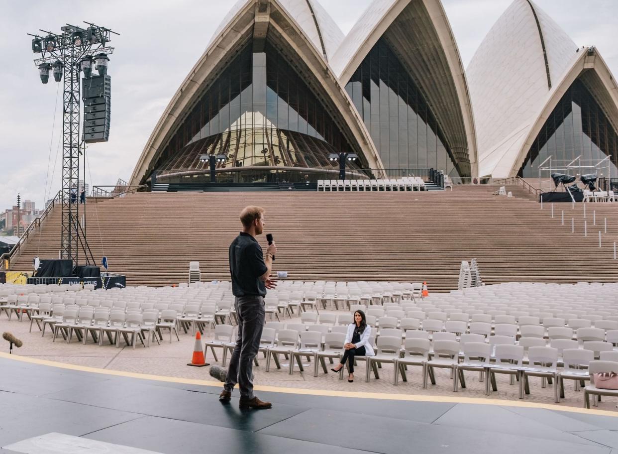 Centre stage: Prince Harry rehearses his Invictus speech at Sydney Opera House: Kensington Palace