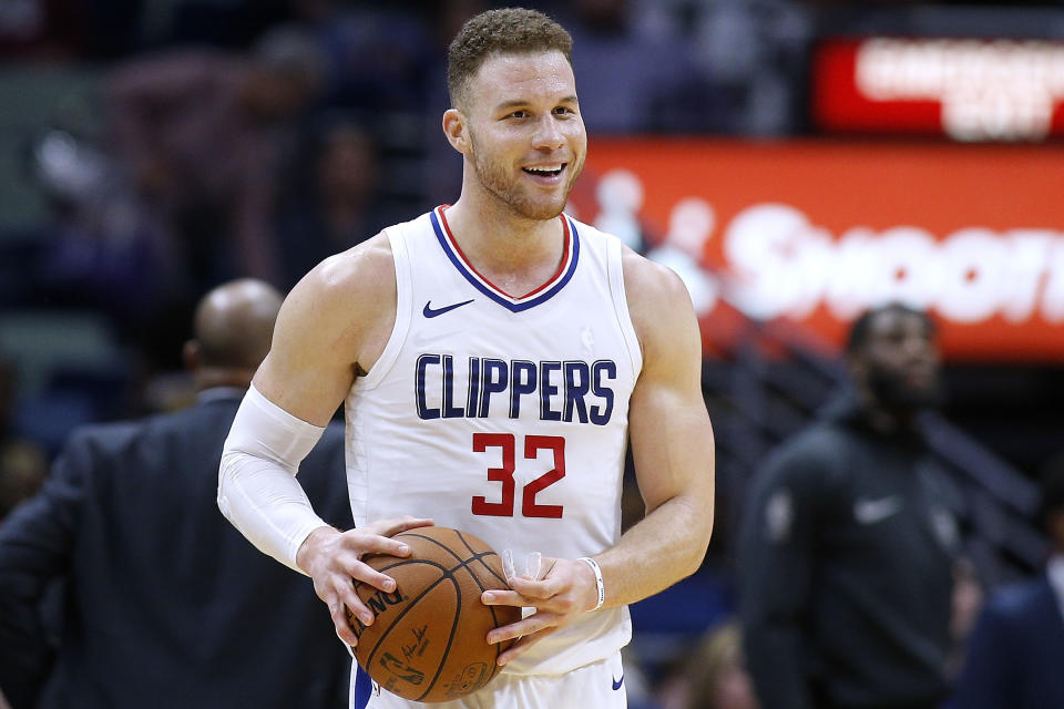 NEW ORLEANS, LA - JANUARY 28: Blake Griffin #32 of the Los Angeles Clippers reacts during a game against the New Orleans Pelicans at Smoothie King Center in New Orleans, Louisiana on January 28, 2018. . NOTE TO USER: You expressly acknowledge and agree that by downloading or using this photo, you are agreeing to the terms of the Getty Images License Agreement.  (Photo by Jonathan Bachman/Getty Images)