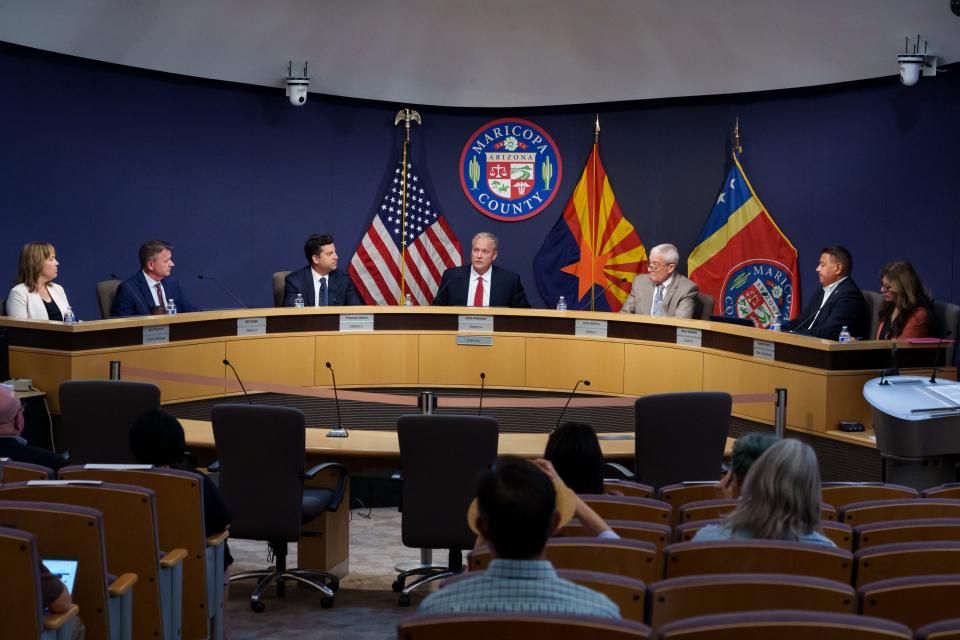 The Maricopa County Board of Supervisors holds a special meeting to replace Liz Harris, the former District 13 state representative, on May 5, 2023, in Phoenix.