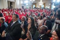 <p>The families of 1936 Summer Olympians, foreground, including the family of four-time Olympic gold medalist Jesse Owens, are recognized as they sit in the audience in the East Room of the White House in Washington, Thursday, Sept. 29, 2016, during a ceremony where President Barack Obama honored the 2016 United States Summer Olympic and Paralympic Teams. (AP Photo/Andrew Harnik)</p>