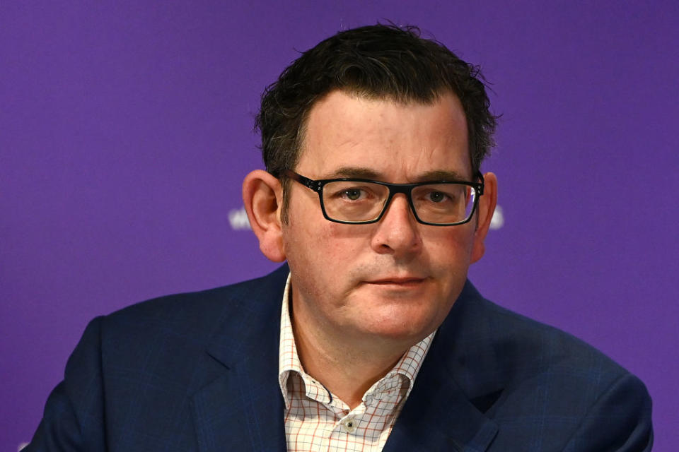  Victorian Premier Daniel Andrews speaks to the media on August 17 in Melbourne. 