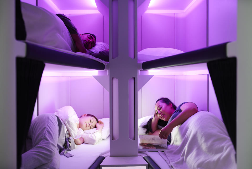 The Air New Zealand Dreamliners, with the Skynest sleep pods, will roll out in 2024. Source: Air New Zealand