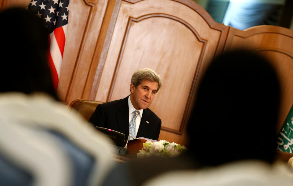 U.S. Secretary of State John Kerry attends a news conference in Riyadh, Saudi Arabia December 18, 2016. REUTERS/Faisal Al Nasser