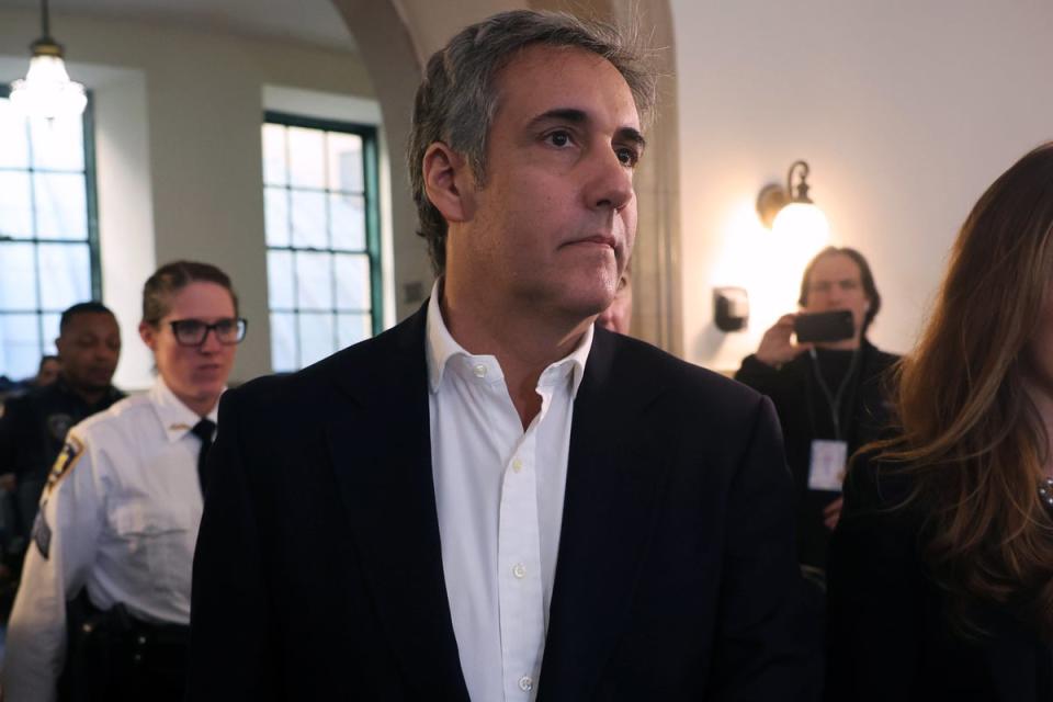 Michael Cohen, a former lawyer for Donald Trump, in court at the former president’s civil fraud trial in October. He is expected to testify in the New York criminal trial next week (Getty Images)