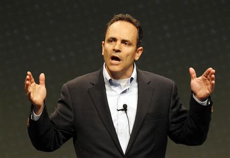 U.S. Senate candidate Matt Bevin (R-KY) speaks to a gathering at FreePAC Kentucky in Louisville, Kentucky, April 5, 2014. Picture taken April 5, 2014. REUTERS/John Sommers II