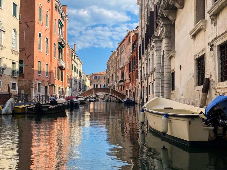 A view of a canal in Venice, Italy.