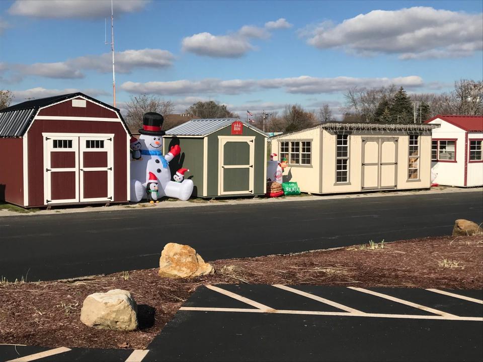 Barns being used for the 720 Market SidestreetMKTS are lined up outside Oakwood Square in Plain Township. Local businesses will be selling goods from the barns during Small Business Saturday.