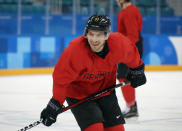 <p>Patrick Reimer #37 of the Men’s German Ice Hockey Team practices ahead of the PyeongChang 2018 Winter Olympic Games at the Gangneum Hockey Centre on February 9, 2018 in Pyeongchang-gun, South Korea. (Photo by Bruce Bennett/Getty Images) </p>