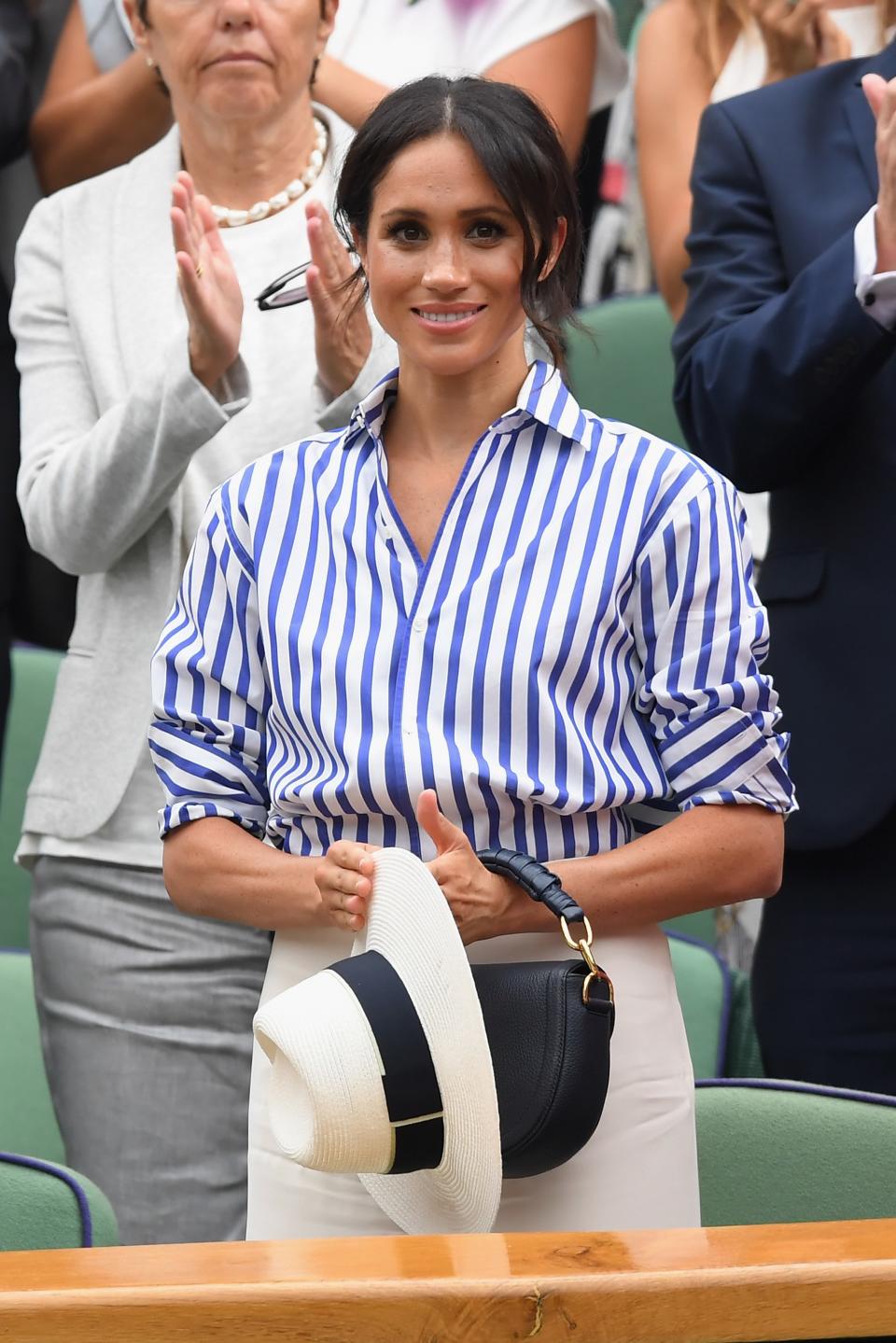 The Duchess often dons her favorite white Panama hat to catch friend Serena Williams's tennis matches, but unfortunately, she wasn't allowed to this year. Hats are discouraged in the Royal Box as they could block the view of people sitting behind the wearer. Meghan eventually acquiesced with this particular rule, opting to carry her hat in her hand instead.