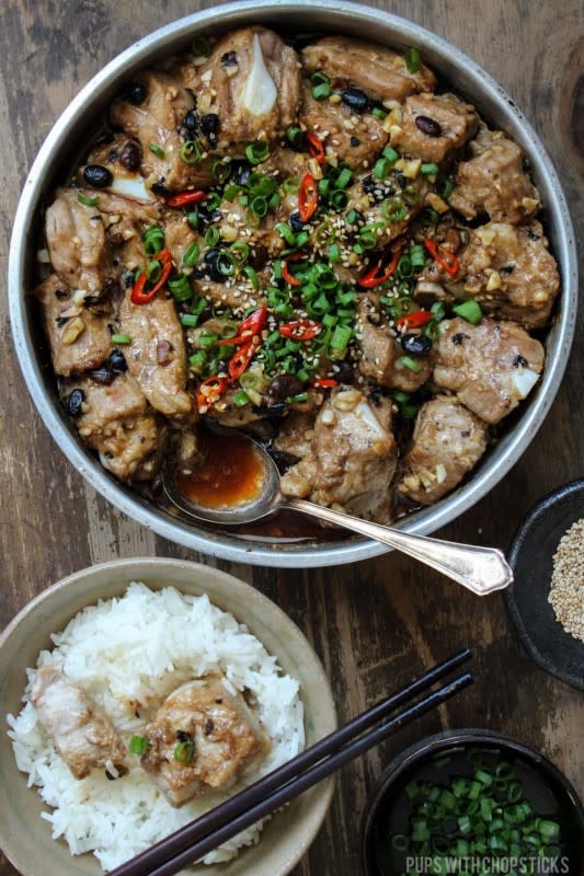 <p>Pups with Chopsticks</p><p>Steamed Chinese Spare Ribs recipe with fermented black beans that is quick and easy to make and big on flavor—this no longer has to be a dim sum-only dish!</p><p><strong>Get the recipe: <a href="https://pupswithchopsticks.com/chinese-steamed-pork-ribs-black-beans/" rel="nofollow noopener" target="_blank" data-ylk="slk:Steamed Chinese Spare Ribs;elm:context_link;itc:0;sec:content-canvas" class="link rapid-noclick-resp">Steamed Chinese Spare Ribs</a></strong></p>