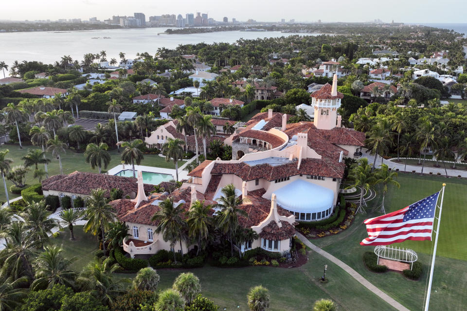 An aerial view of former President Donald Trump's Mar-a-Lago estate in Palm Beach, Fla.