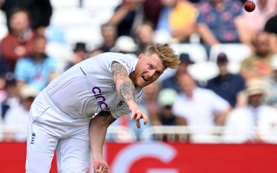 England's captain Ben Stokes bowls on the first day of the second Test cricket match between England and New Zealand at Trent Bridg - PAUL ELLIS/AFP via Getty Images