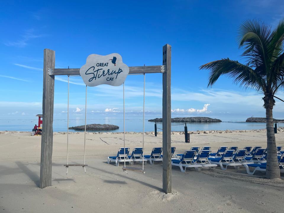 beach at Great Stirrup Cay, Norwegian Cruise Line private island on the