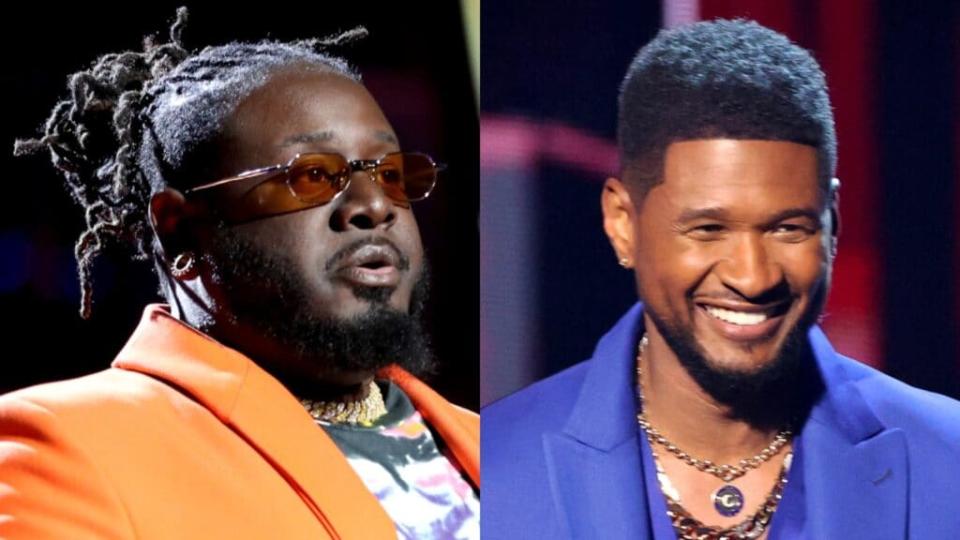 In a brief snippet from the upcoming Netflix series, “This Is Pop,” rapper T-Pain (left) said he fell into a deep depression after singer Usher (right) told him he had “f–ked up music.” (Photos by Rich Fury/Getty Images for iHeartMedia and Kevin Winter/Getty Images for iHeartMedia)