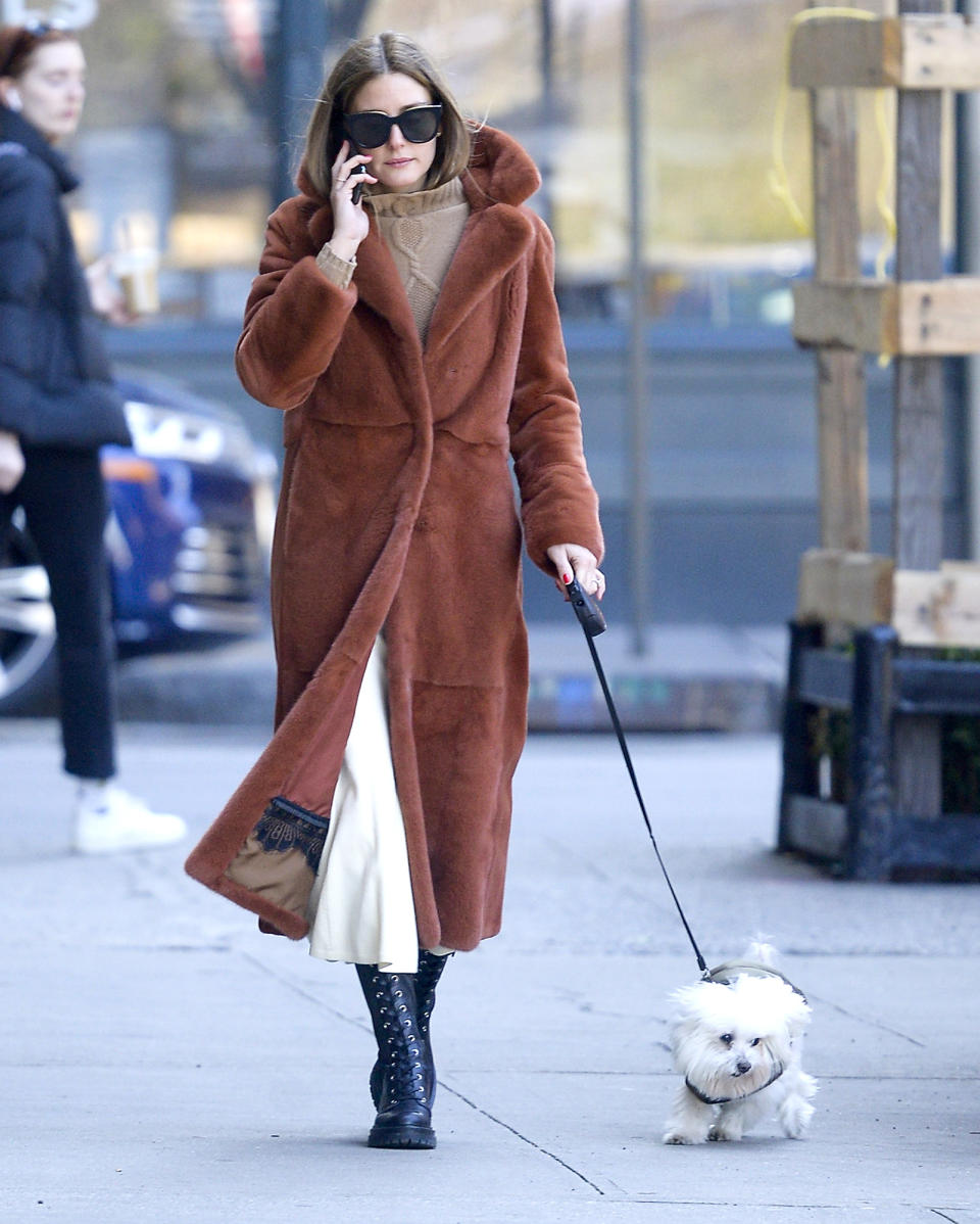 <p>Also on doggie duty on Tuesday, Olivia Palermo, who walks her pooch in N.Y.C.</p>