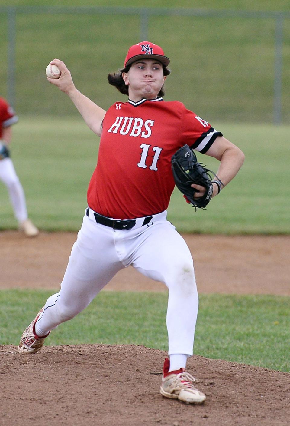 North Hagerstown's Henry Ortiz pitched a complete game in the Hubs' 12-2 win over South Hagerstown in the 3A West Region I quarterfinals.