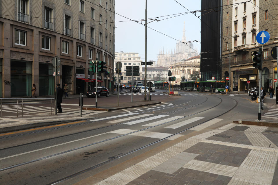 A deserted Largo Augusto in the city centre is a stark reminder of how fear of catching the virus has taken hold.