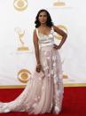 “Scandal” star Kerry Washington is lovely is this romantic Marchesa design. REUTERS/Mario Anzuoni (UNITED STATES Tags: ENTERTAINMENT) (EMMYS-ARRIVALS)