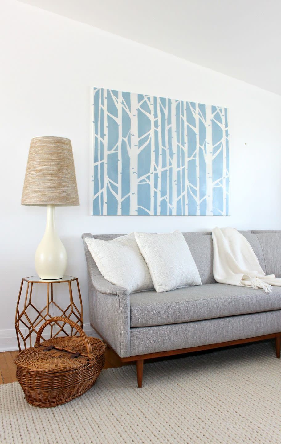 DIY Birch Tree Stenciled Art