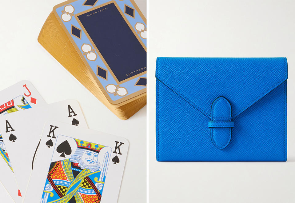 Smythson Panama Crossgrain Leather Playing Card Set