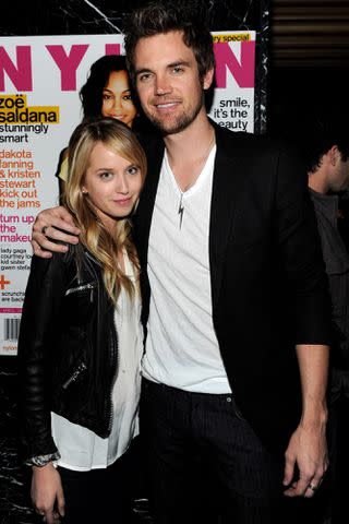 <p>Michael Buckner/Getty </p> Megan Park and Tyler Hilton in 2010