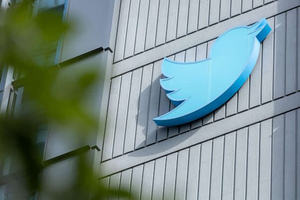 PHOTO: The Twitter logo outside their headquarters in San Francisco on Oct. 28, 2022. (Constanza Hevia/AFP via Getty Images)