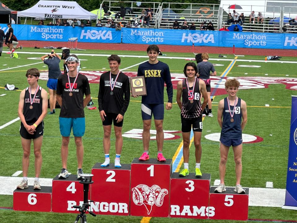 Essex's Kelton Poirier won the boys 800-meter run on Saturday at the New England track and field championships in Bangor, Maine. Follow Vermonters Andrew Thornton-Sherman of St. Johnsbury and CVU's Matthew Servin placed second and fourth, respectively.