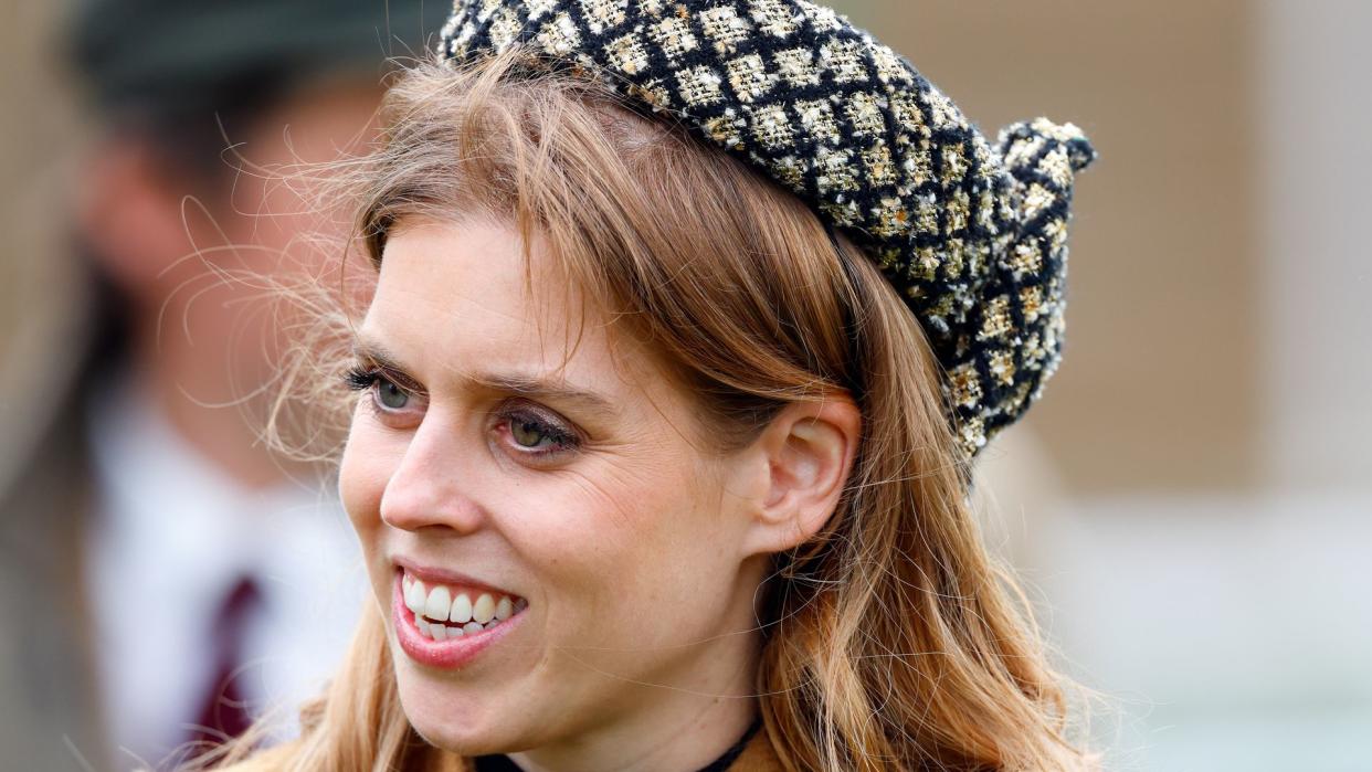 Princess Beatrice in a brown coat