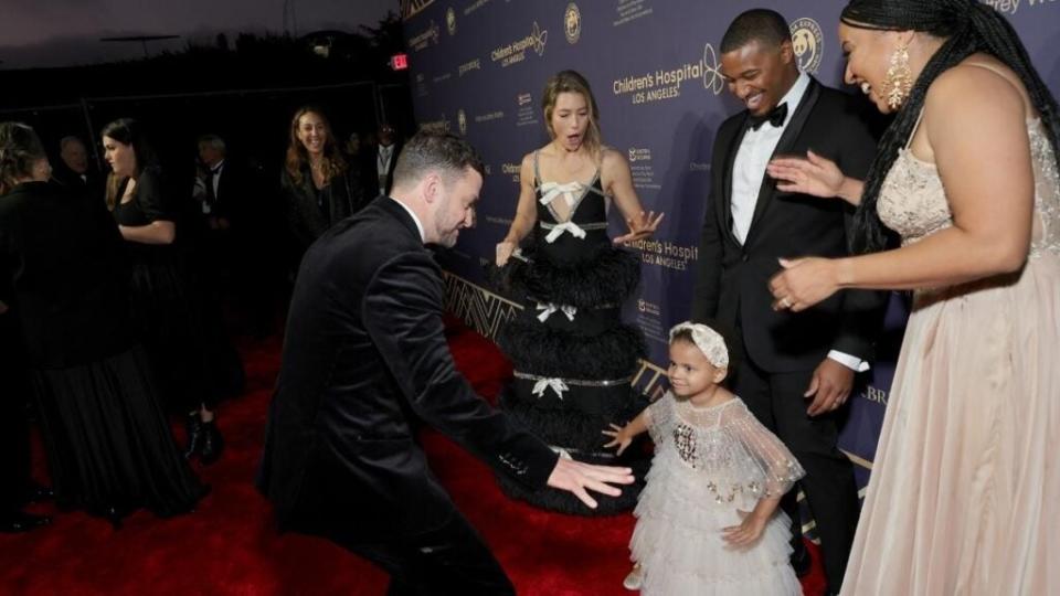 Justin Timberlake, Jessica Biel, CHLA Patient Ella and her family attend the 2022 Children’s Hospital Los Angeles Gala.