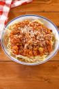 <p>A <a href="https://www.delish.com/uk/cooking/recipes/a29755014/bolognese-sauce-recipe/" rel="nofollow noopener" target="_blank" data-ylk="slk:hearty bolognese;elm:context_link;itc:0;sec:content-canvas" class="link ">hearty bolognese</a> doesn't have to include any meat. This vegetarian bolognese is full of lentils that makes it every bit as filling. Serve it over your favourite pasta and enjoy a dinner worth dreaming of.</p><p>Get the <a href="https://www.delish.com/uk/cooking/recipes/a30193209/lentil-bolognese-recipe/" rel="nofollow noopener" target="_blank" data-ylk="slk:Lentil Bolognese;elm:context_link;itc:0;sec:content-canvas" class="link ">Lentil Bolognese</a> recipe.</p>