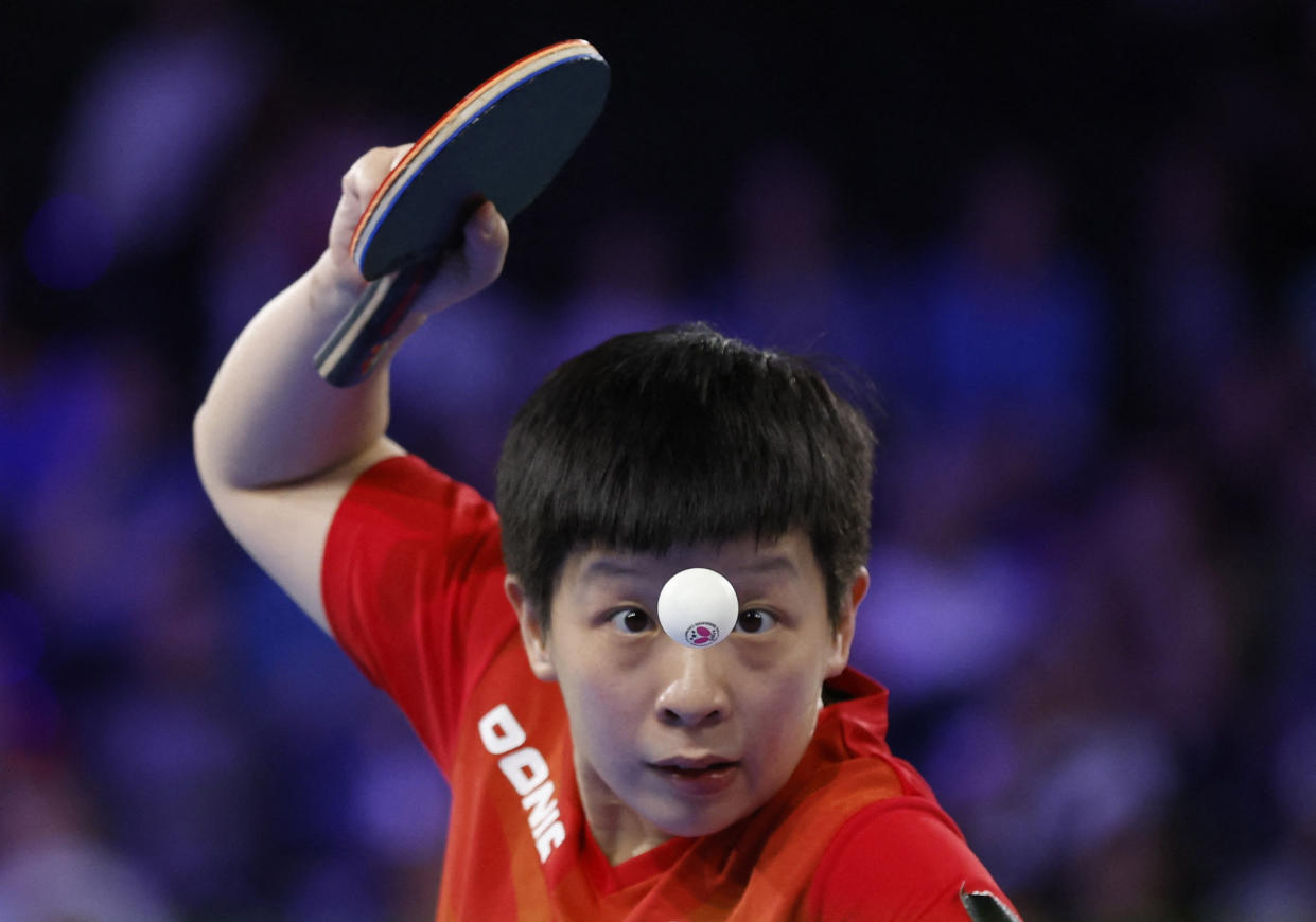 Singapore's women's team table tennis player Zeng Jian in action during the 2022 Commonwealth Games. (PHOTO: Reuters)