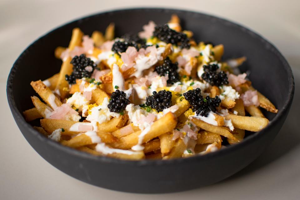 The caviar French fries appetizer at The Americano in Scottsdale on Dec. 9, 2021.